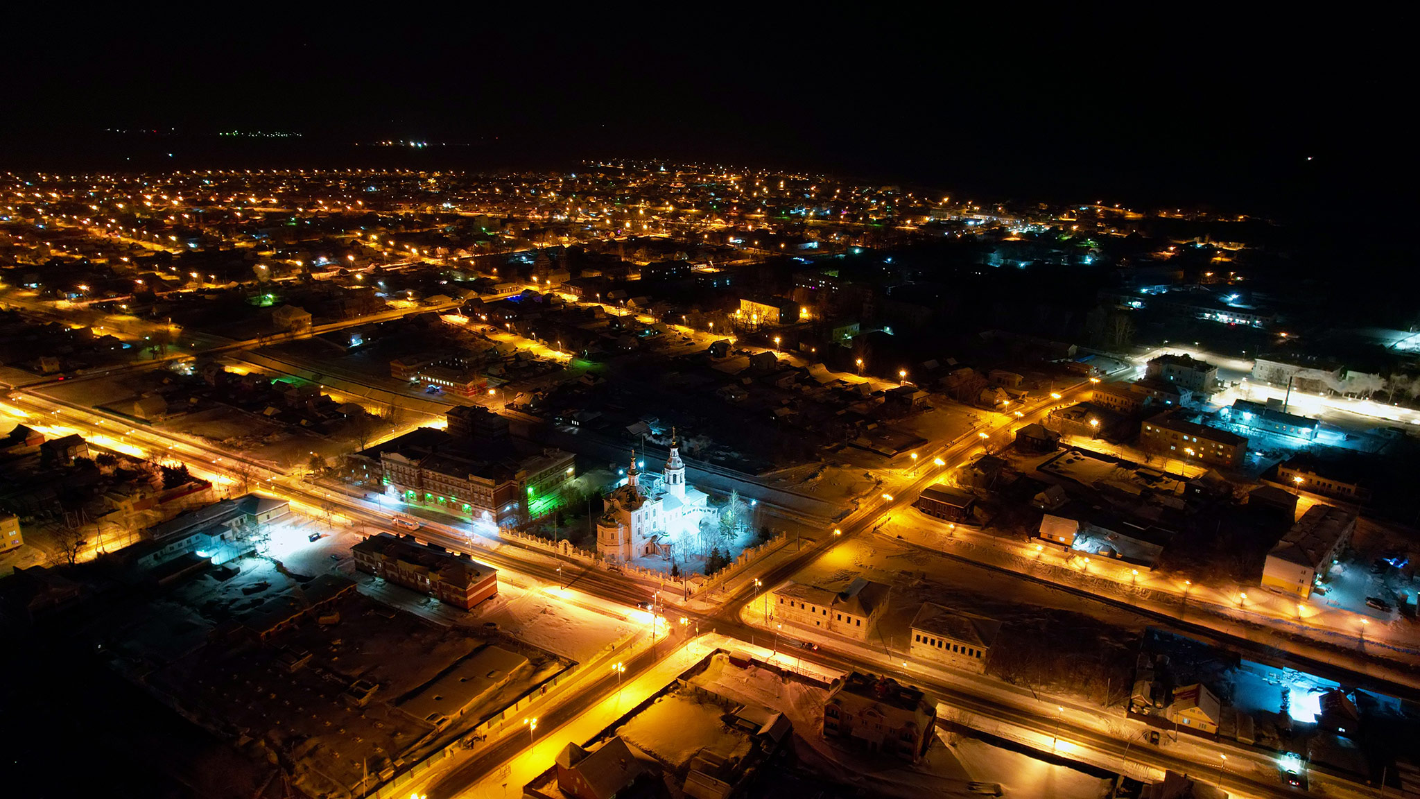 Церковь Архангела Михаила в Тобольске (Saint Michael Archangel Church at night, Tobolsk)